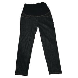 Bhome Maternity Jeans Dark‎ Wash Straight Leg Full Belly Band L